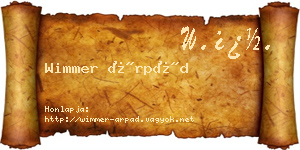Wimmer Árpád névjegykártya